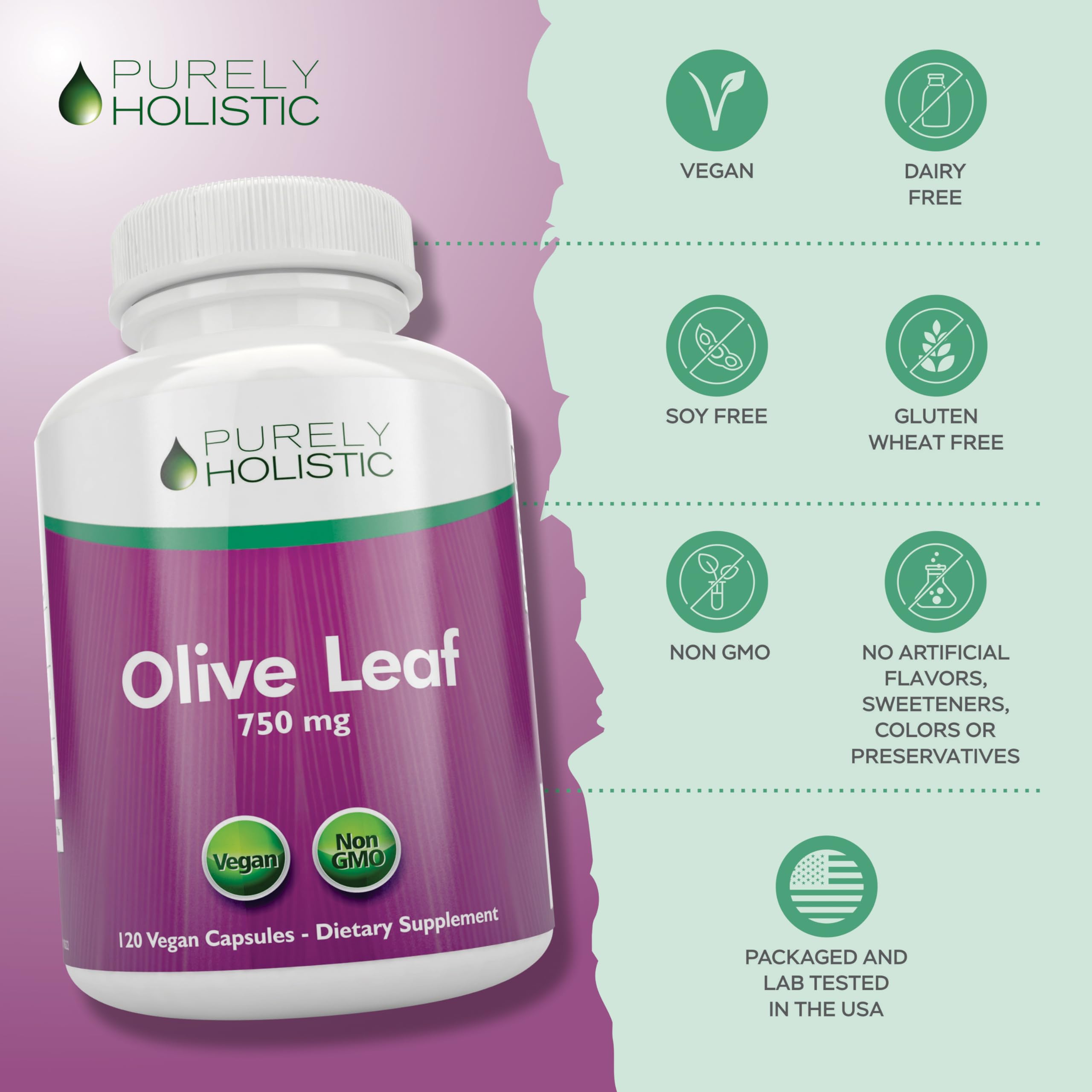 Foto 8 pulgar | Suplemento De Extracto De Hoja De Olivo Puramente Holístico 750 Mg X120 - Venta Internacional.