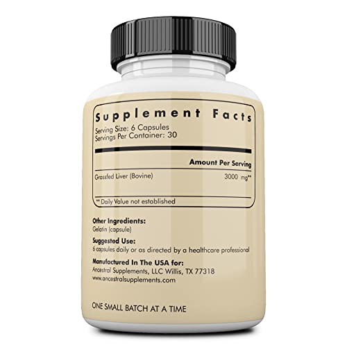 Foto 2 | Suplemento Ancestral Supplements Hígado De Res Alimentado Con Pasto, 180 - Venta Internacional.