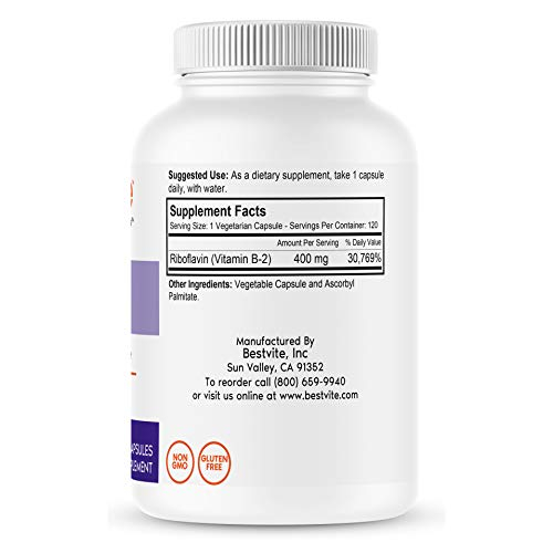 Foto 3 pulgar | Suplemento Bestvite De Vitamina B-2 (riboflavina) 400 Mg 240 Cápsulas - Venta Internacional.