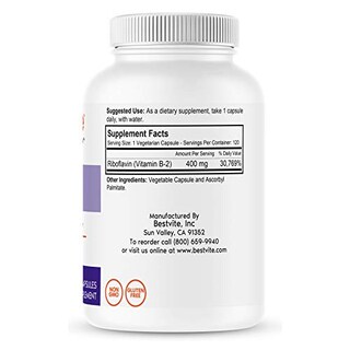 Foto 2 | Suplemento Bestvite De Vitamina B-2 (riboflavina) 400 Mg 240 Cápsulas - Venta Internacional.