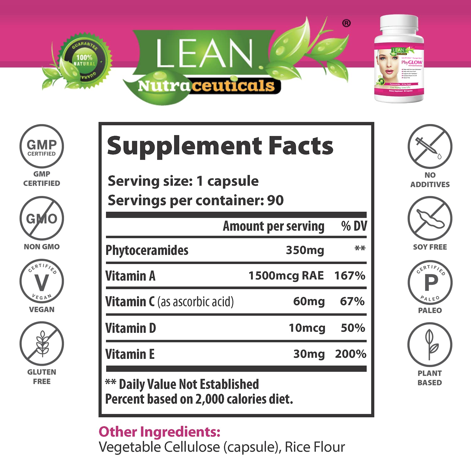Foto 6 pulgar | Suplemento Lean Nutraceuticals Phyglow Phytoceram de 90 Cápsulas-Venta Internacional