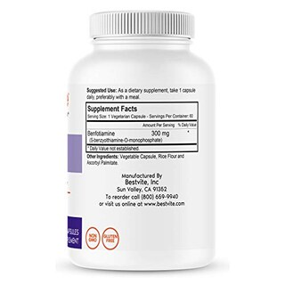 Foto 2 | Suplemento Bestvite Benfotiamina 300 Mg 120 Cápsulas Vegetarianas - Venta Internacional.