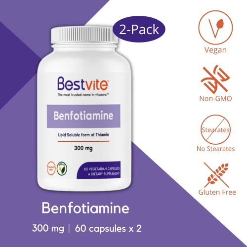 Foto 4 pulgar | Suplemento Bestvite Benfotiamina 300 Mg 120 Cápsulas Vegetarianas - Venta Internacional.