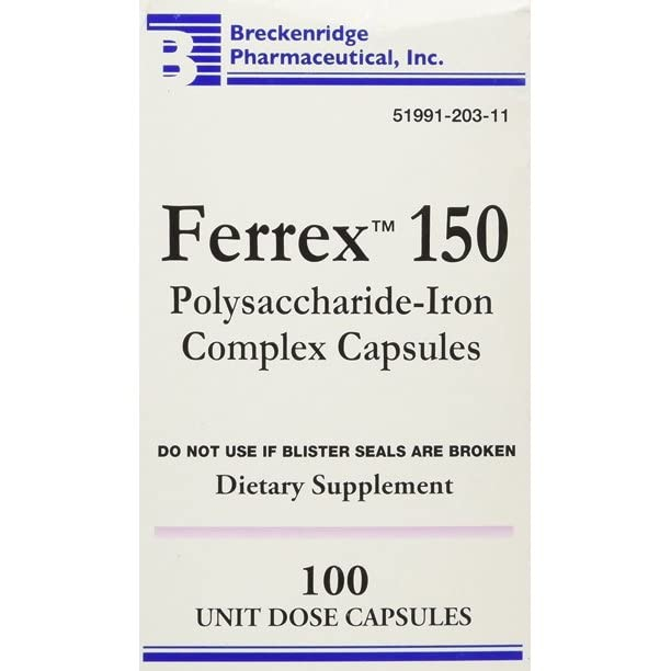 Foto 3 pulgar | Suplemento De Hierro Breckenridge Ferrex 150 Polisacárido 100 C - Venta Internacional.