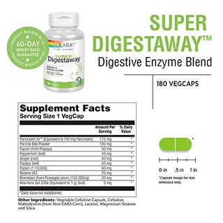 Foto 3 | Suplemento Solaray Super Digestaway, Enzima Digestiva, 180 Verduras - Venta Internacional.