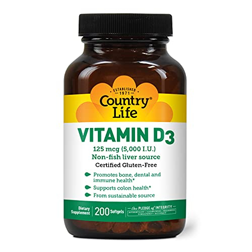 Foto 1 | Suplemento Country Life Vitamina D3 5000 Ui 200 Cápsulas Blandas - Venta Internacional.