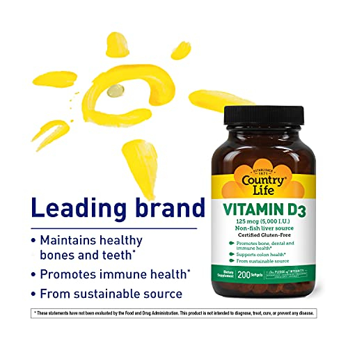 Foto 5 | Suplemento Country Life Vitamina D3 5000 Ui 200 Cápsulas Blandas - Venta Internacional.