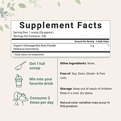 Foto 3 pulgar | Suplemento Con Microingredientes En Polvo De Raíz De Ashwagandha, 680 G - Venta Internacional.