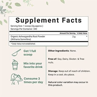 Foto 2 | Suplemento Con Microingredientes En Polvo De Raíz De Ashwagandha, 680 G - Venta Internacional.