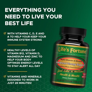Foto 2 | Multivitamínico Life's Fortune Whole Food para Mujeres Y Hombres 60 Comprimidos - Venta Internacional