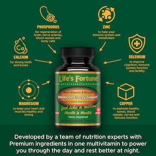 Foto 3 | Multivitamínico Life's Fortune Whole Food para Mujeres Y Hombres 60 Comprimidos - Venta Internacional