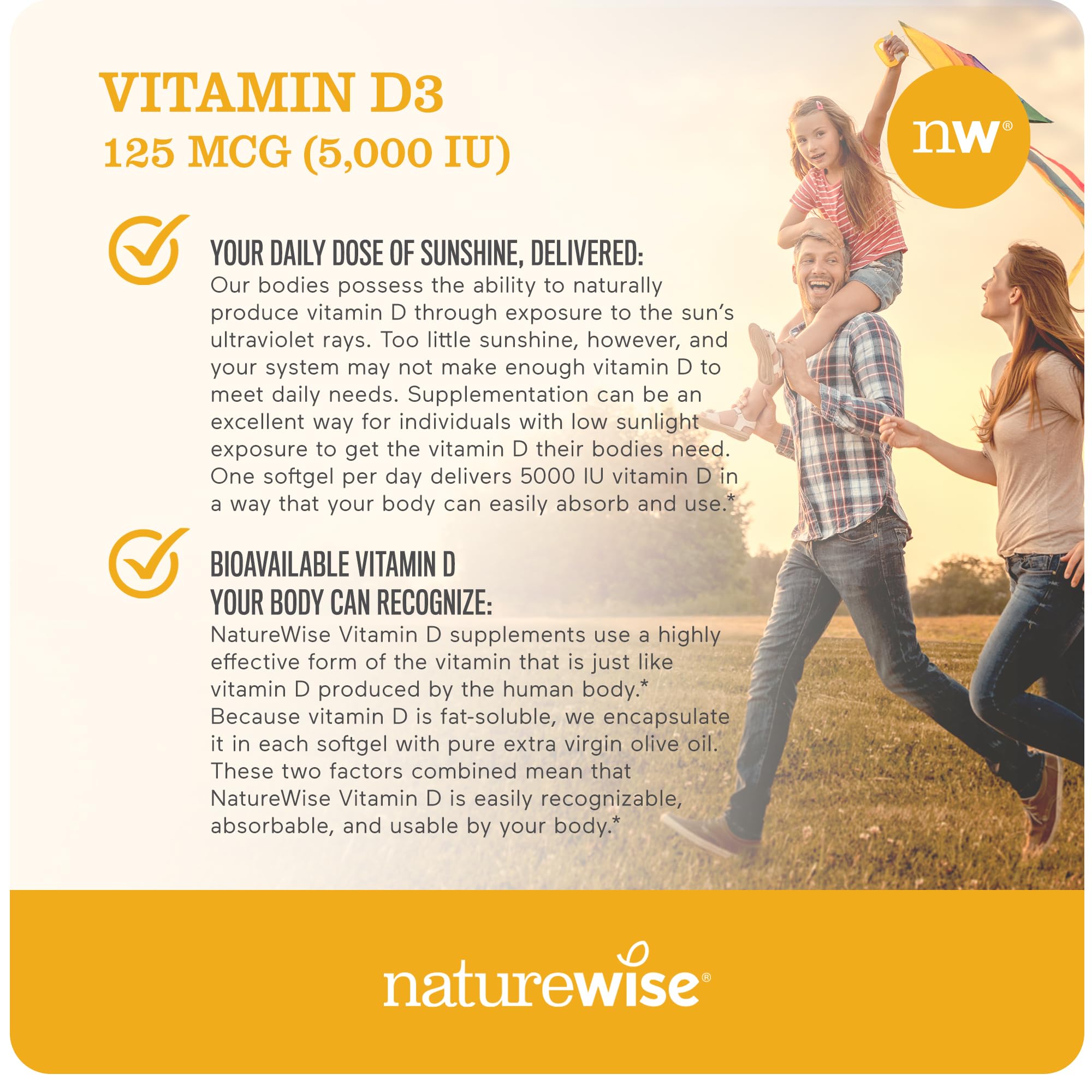 Foto 5 pulgar | Suplemento Naturewise de Vitamina D3 de 5000 UI Suministro para 1 Año 360 Unidades - Venta Internacional