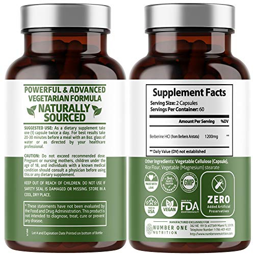 Foto 3 pulgar | Suplemento Number One Nutrition N1n Premium Berberine 1200 mg - Venta Internacional