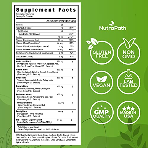 Foto 3 pulgar | Gomitas de Vitaminas Nutrapath Super Greens 60 Unidades Veganas - Venta Internacional