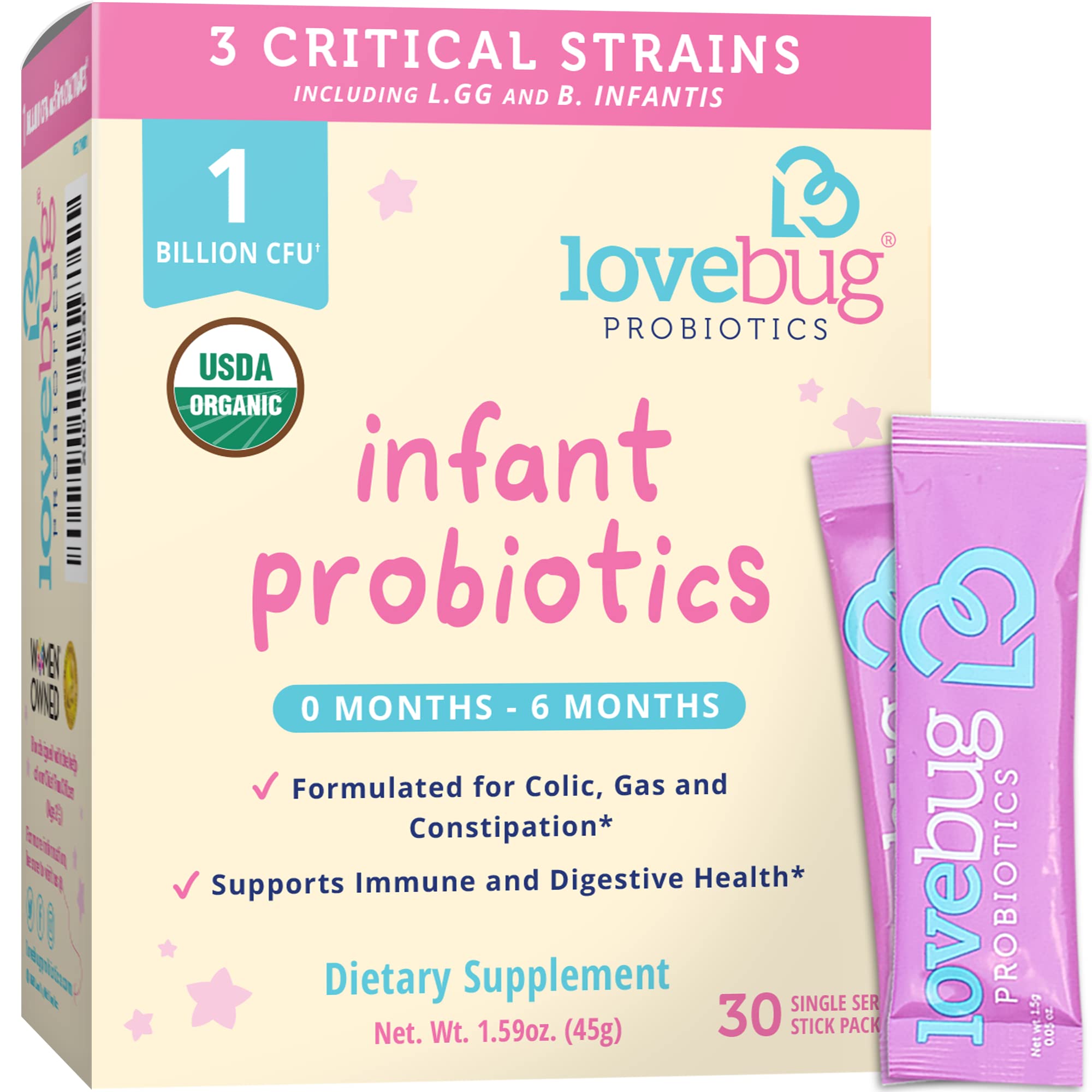 Foto 2 pulgar | Probiótico Lovebug Usda Organic para Bebés de 0 A 6 meses 1 B Cfu - Venta Internacional
