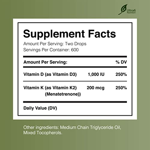 Foto 6 pulgar | Gotas De Vitamina D3 Ultra6 Nutrition Con Vitamina K2 30 Ml - Venta Internacional