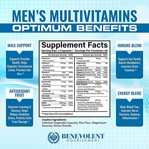 Foto 2 | Suplemento Multivitamínico Benevolent Nutriment para Hombres 120 Cápsulas - Venta Internacional
