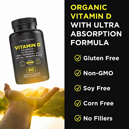 Foto 4 pulgar | Suplemento Diario de Vitamina D3 K2 de Livingood 4000 UI 60 Cápsulas con Mezcla de Probióticos
