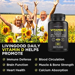 Foto 4 | Suplemento Diario de Vitamina D3 K2 de Livingood 4000 UI 60 Cápsulas con Mezcla de Probióticos