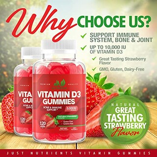 Foto 2 | Gomitas De Vitamina D3 Just Nutrients 5000 Iu 10 000 Ui 120 Unidades - Venta Internacional