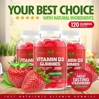 Foto 4 | Gomitas De Vitamina D3 Just Nutrients 5000 Iu 10 000 Ui 120 Unidades - Venta Internacional