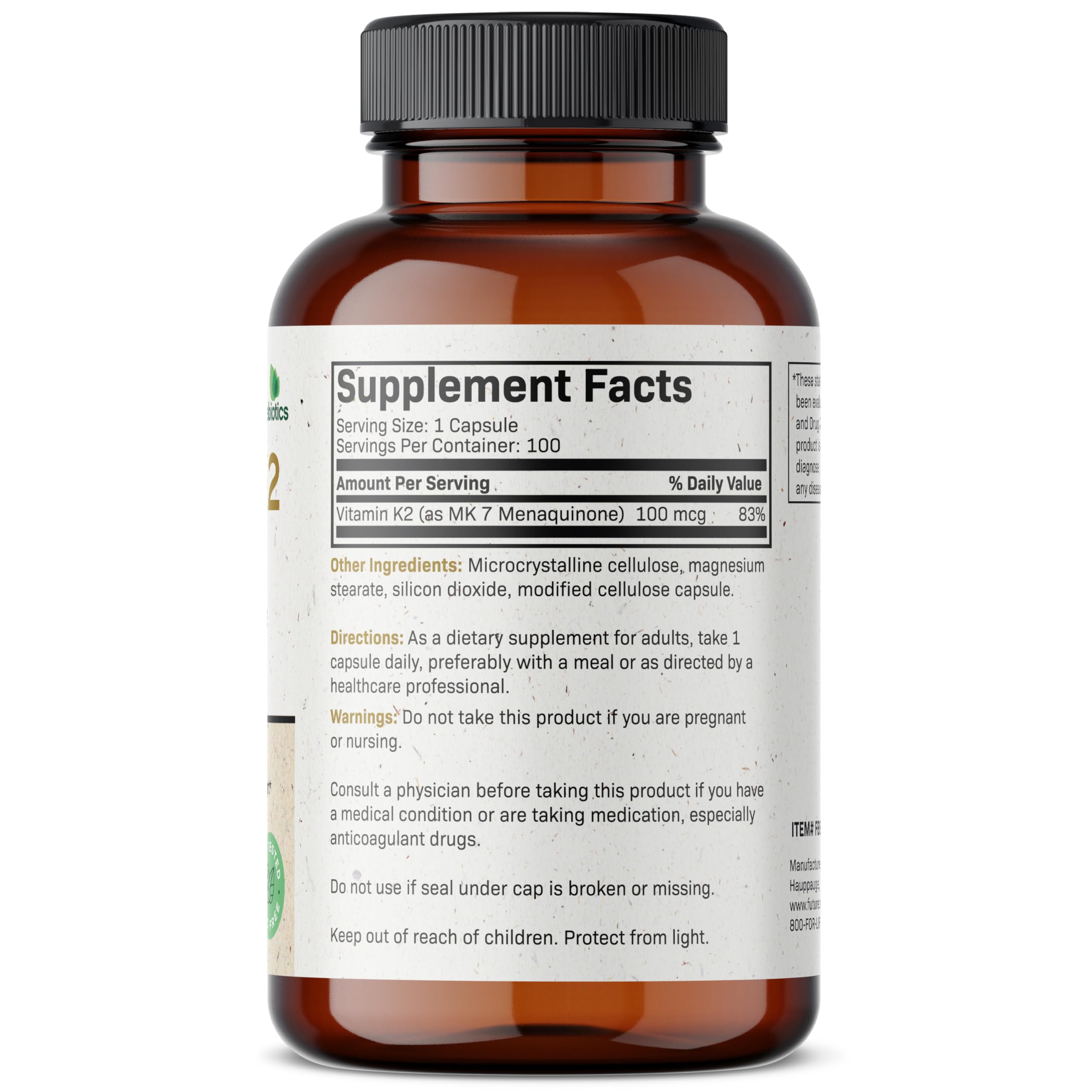 Foto 3 pulgar | Suplemento Futurebiotics Vitamina K2 100 Cápsulas-Venta Internacional