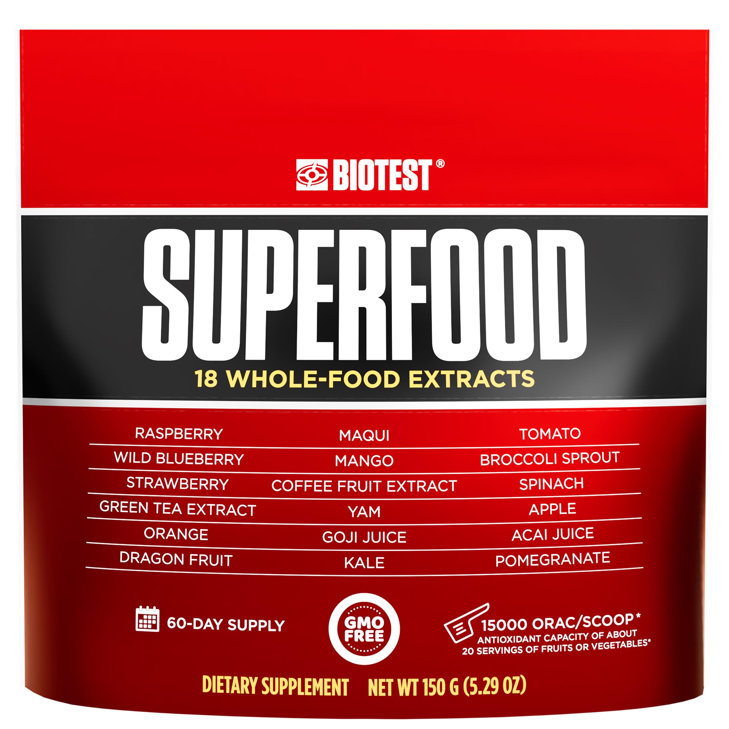 Mezcla De Superalimentos En Polvo Biotest 18 Alimentos Integrales Bayas Y Frutas - Venta Internacional