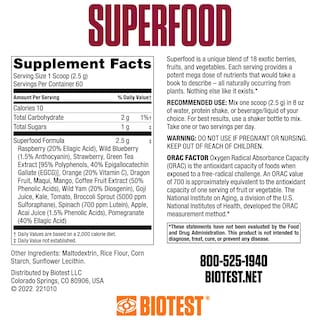 Foto 2 | Mezcla De Superalimentos En Polvo Biotest 18 Alimentos Integrales Bayas Y Frutas - Venta Internacional