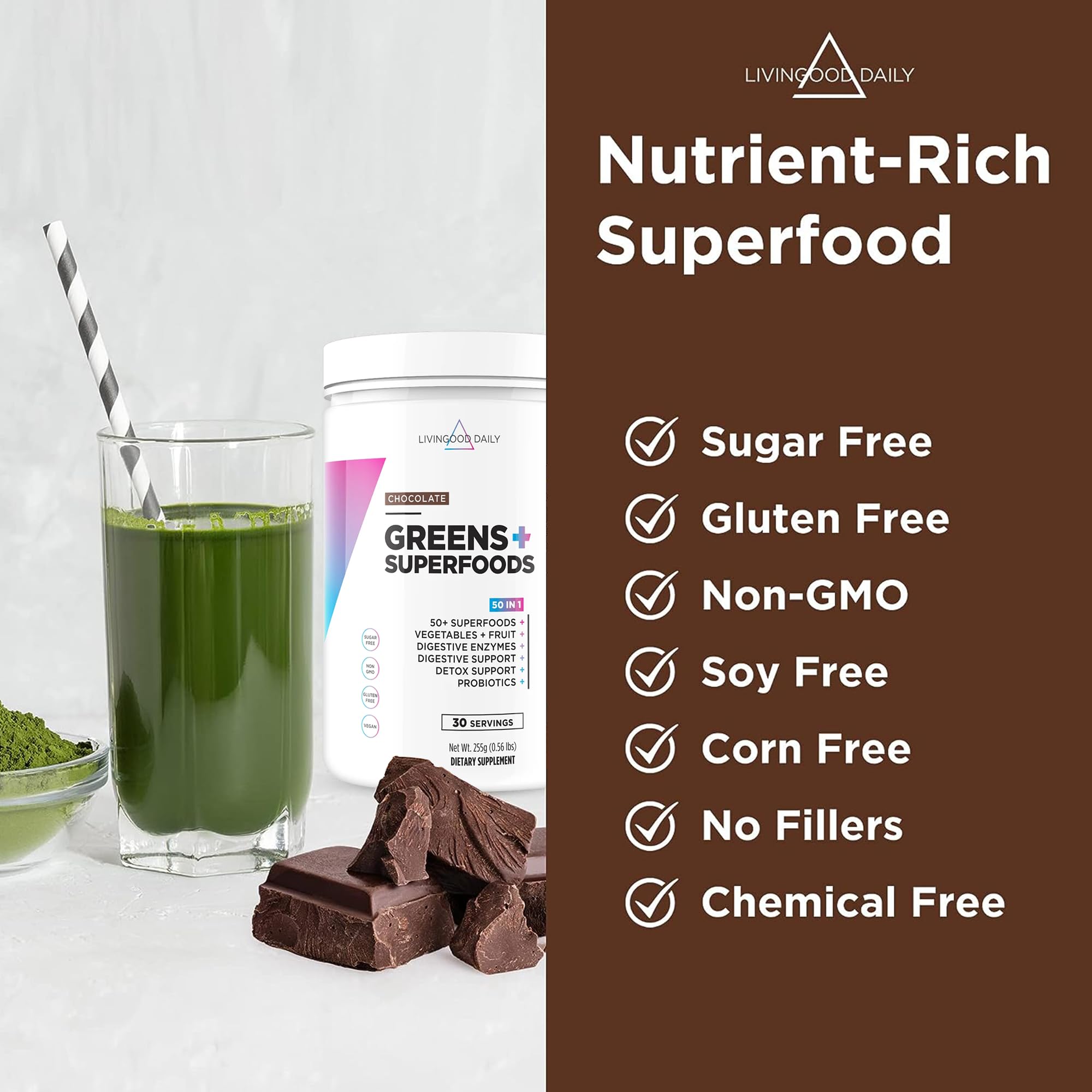 Foto 3 | Suplemento en Polvo Livingood Daily Greens+Superfoods 255 G-Venta Internacional