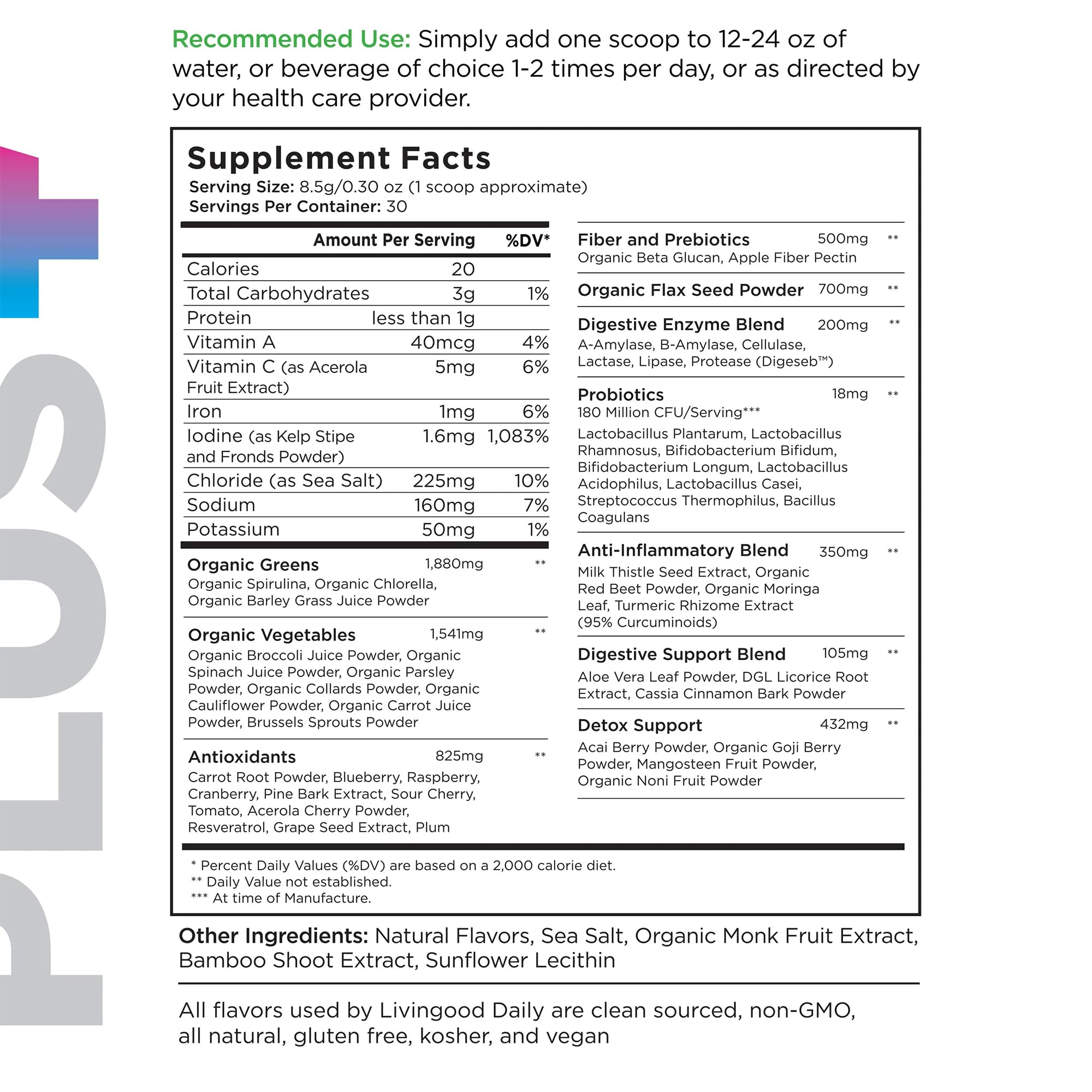 Foto 8 pulgar | Suplemento en Polvo Livingood Daily Greens+Superfoods 255 G-Venta Internacional