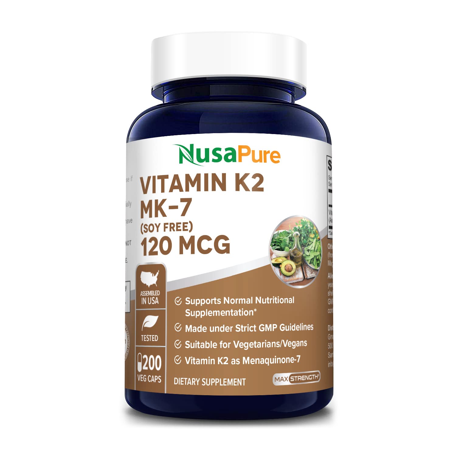 Foto 2 pulgar | Vitamina K2 Mk7 120 Mcg 200 Cápsulas Vegetales Nusapure - Venta Internacional
