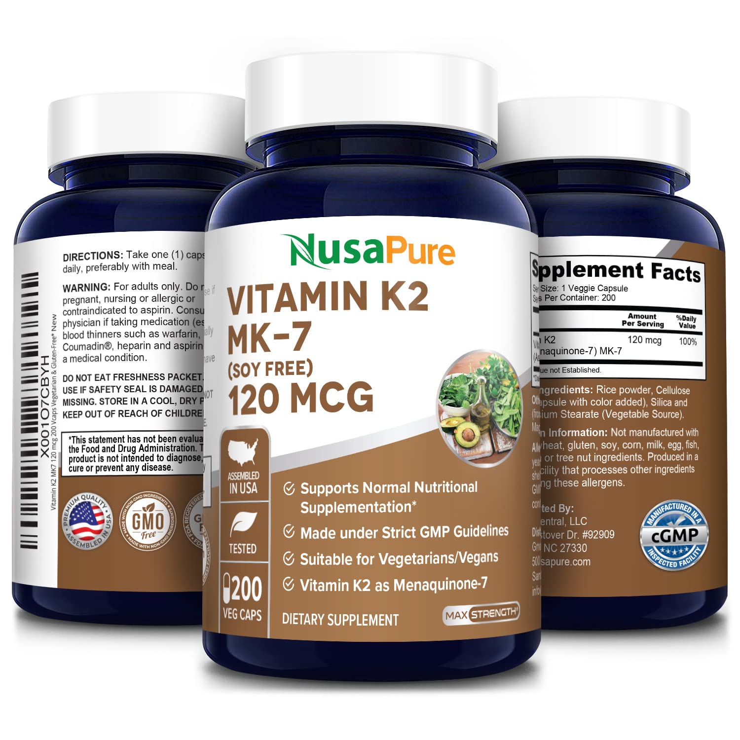 Foto 5 pulgar | Vitamina K2 Mk7 120 Mcg 200 Cápsulas Vegetales Nusapure - Venta Internacional
