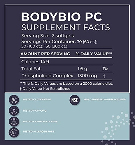 Foto 3 pulgar | Suplemento Bodybio Pc Fosfatidilcolina + Fosfolípidos 60 Tabletas- Venta Internacional