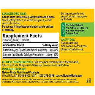 Foto 5 | Vitamina B12 Nature Made 1000 Mcg 160 Tabletas - Venta Internacional