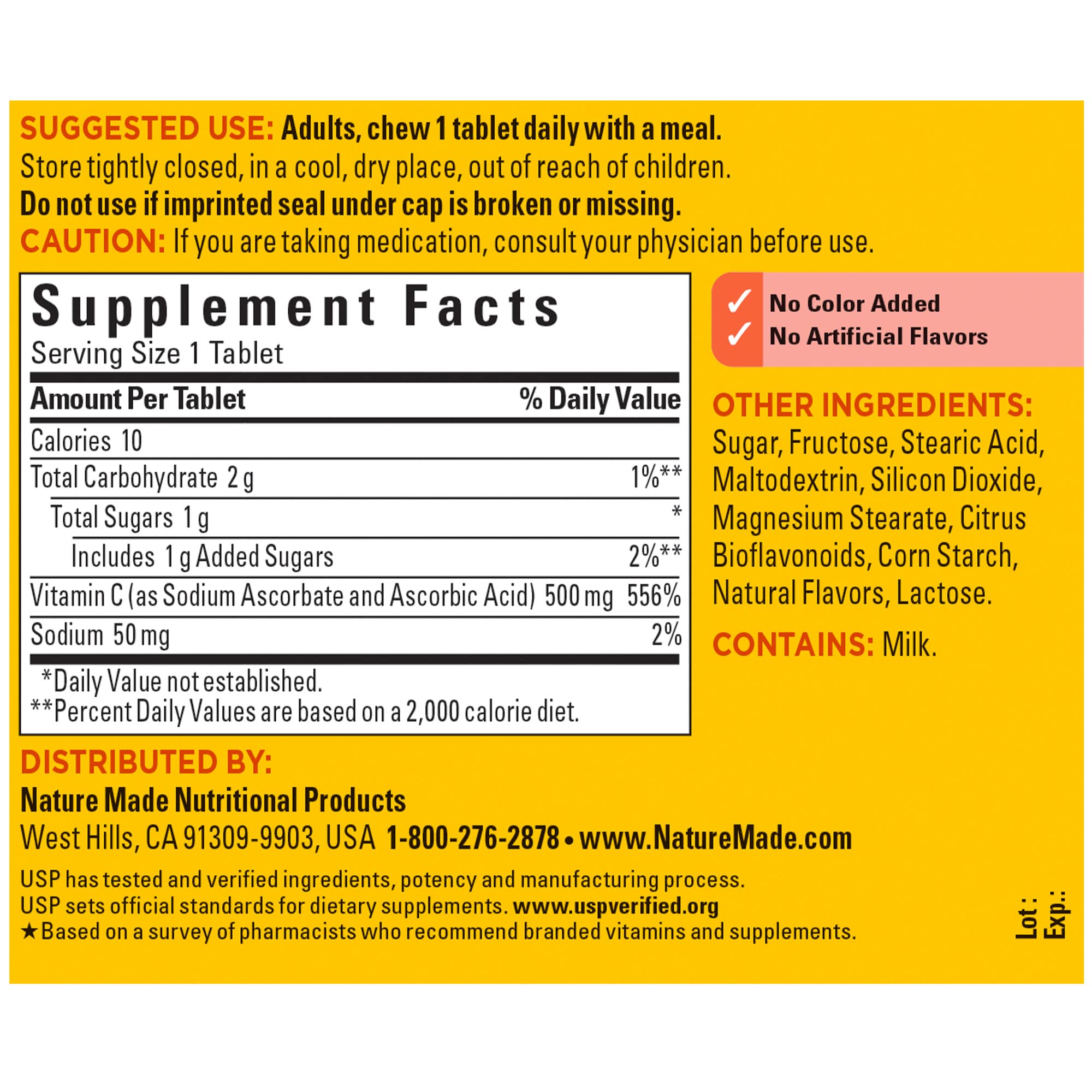 Foto 6 | Suplemento Dietético Nature Made Masticable de 500 Mg de Vitamina C - Venta Internacional