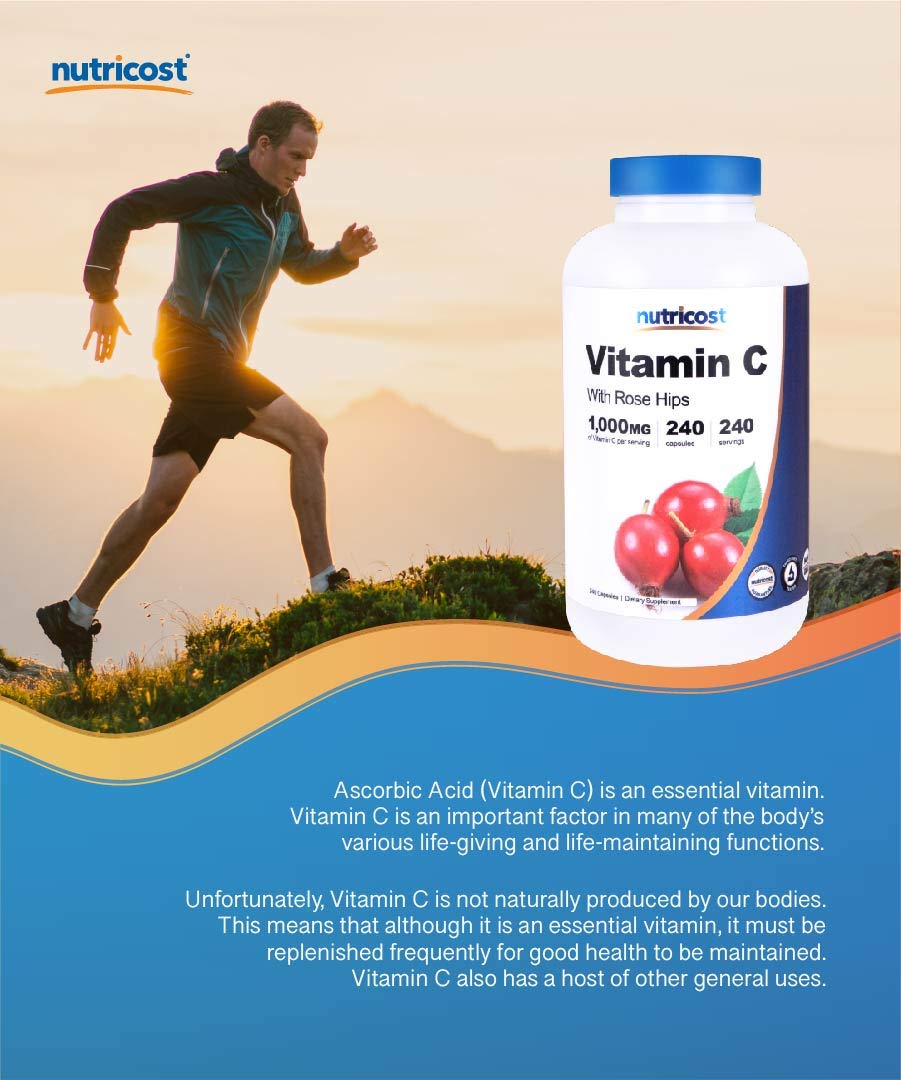 Foto 5 pulgar | Vitamina C Nutricost con Escaramujo 1025 Mg 240 Cápsulas - Venta Internacional