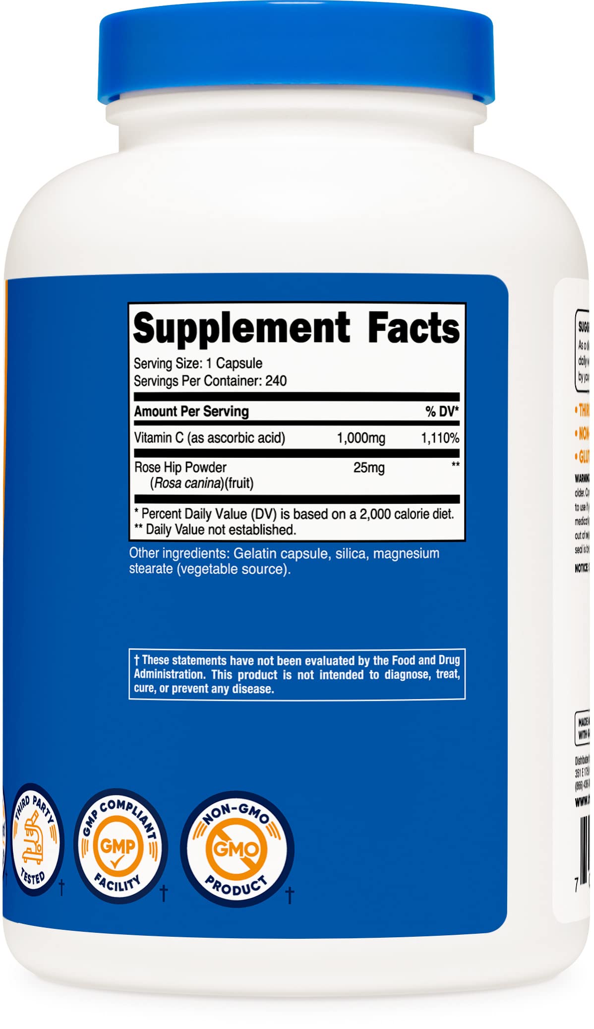Foto 7 pulgar | Vitamina C Nutricost con Escaramujo 1025 Mg 240 Cápsulas - Venta Internacional
