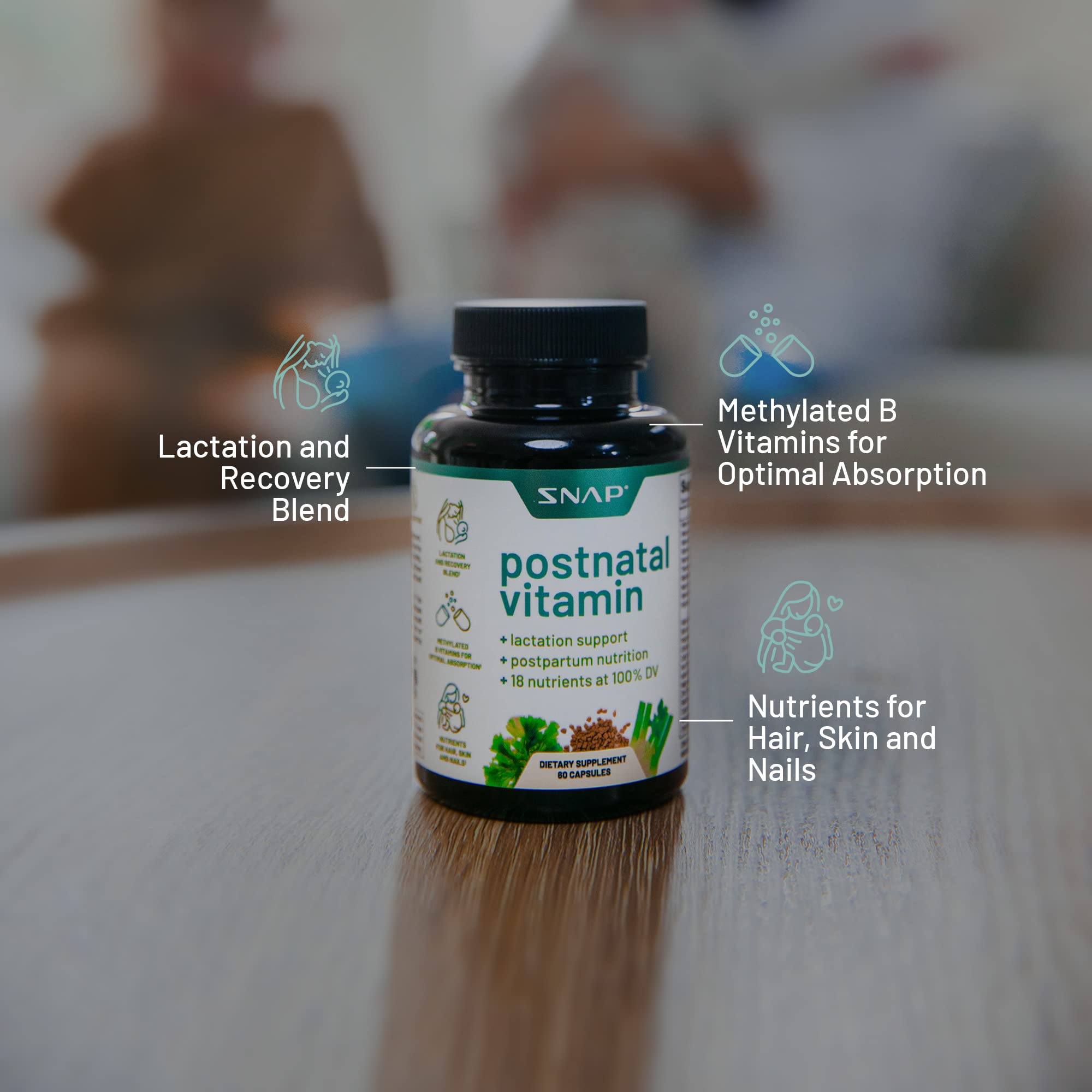 Foto 2 | Suplemento Snap Postnatal Vitamin 60 Cápsulas-Venta Internacional