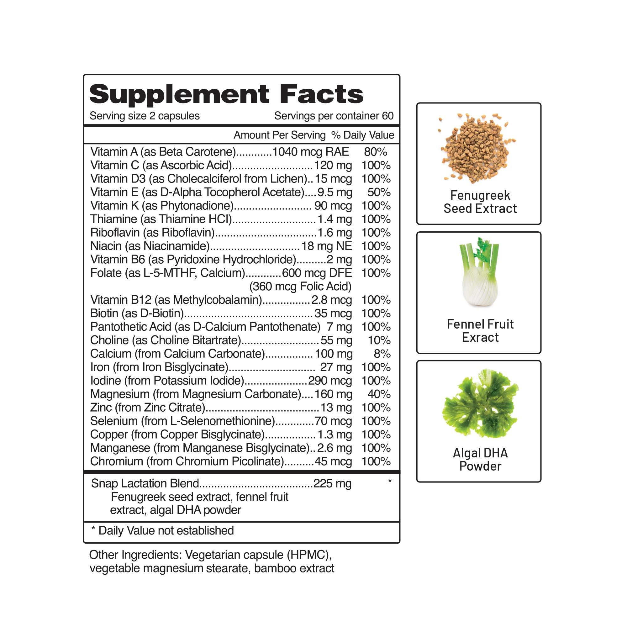 Foto 5 pulgar | Suplemento Snap Postnatal Vitamin 60 Cápsulas-Venta Internacional