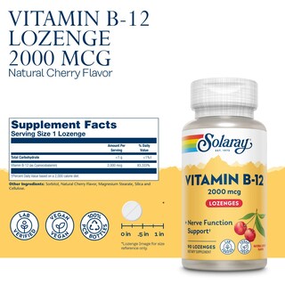 Foto 2 | Suplemento Solaray Vitamina B-12 90 Tabletas-Venta Internacional