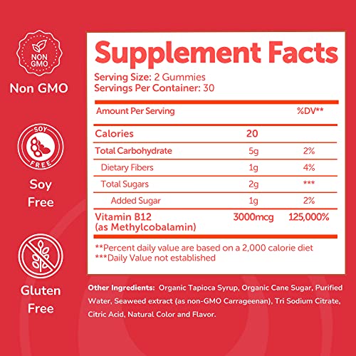 Foto 5 pulgar | Gomitas de Vitamina B12 Lunakai Methyl B-12 3000 Mcg para Adultos - Venta Internacional