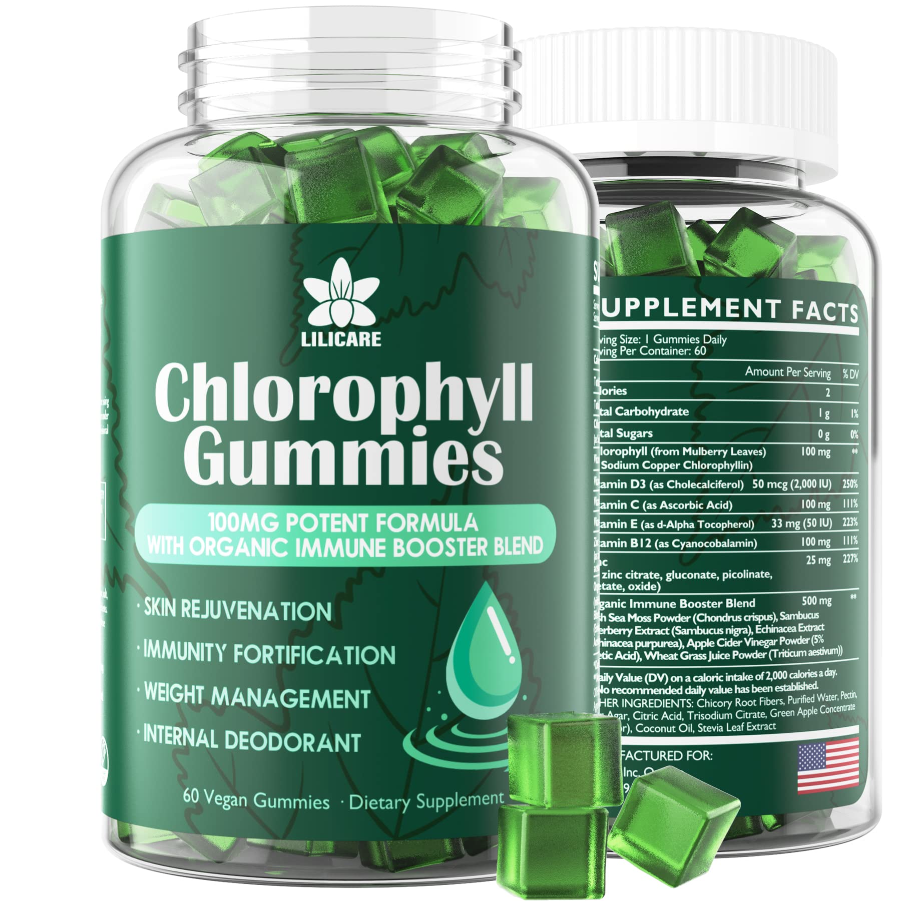 Foto 2 pulgar | Gomitas de Clorofila Sin Azúcar Supplement Envy Deal 60 Unidades - Venta Internacional
