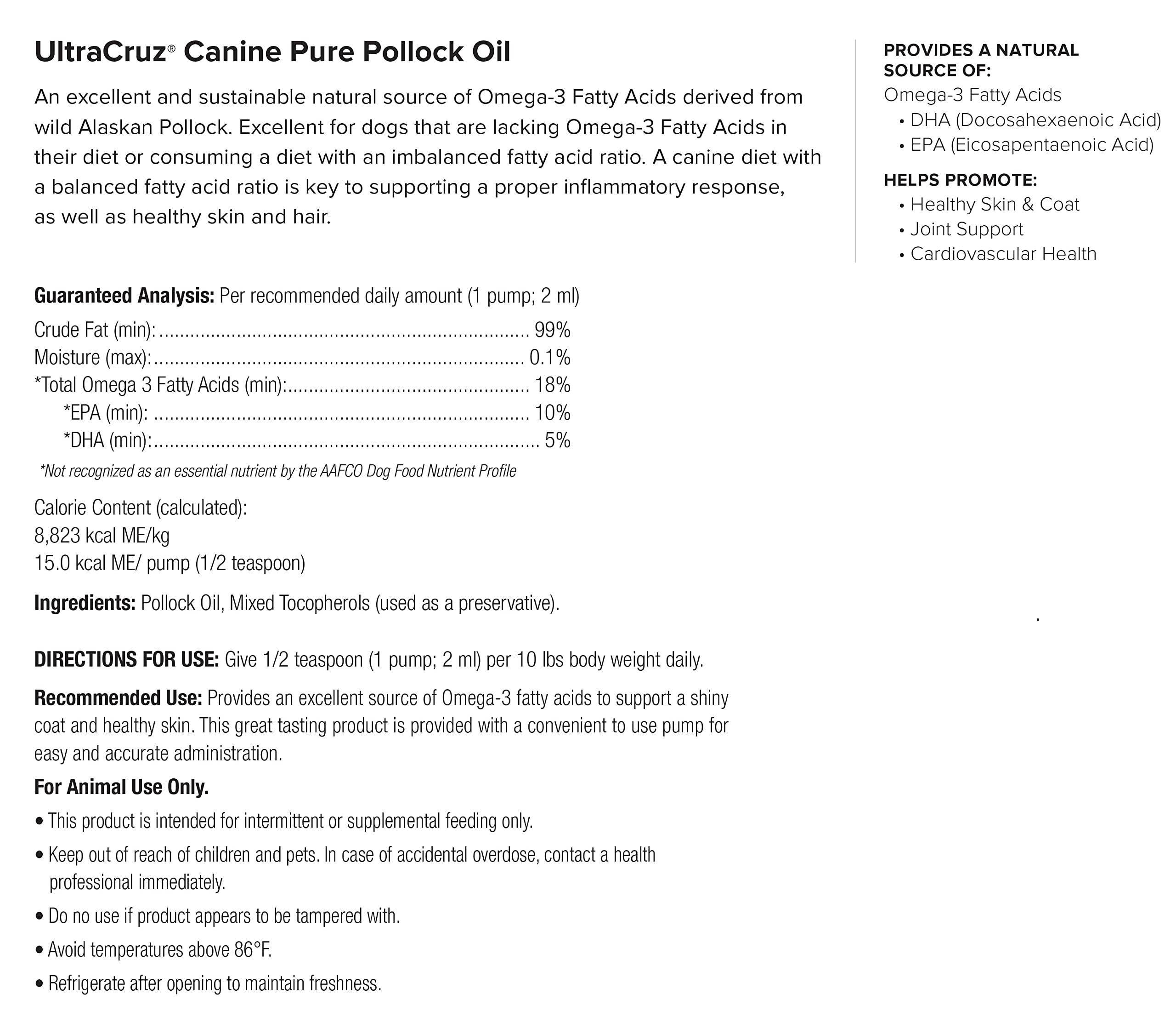 Foto 3 pulgar | Suplemento Ultracruz Canine Pure Pollock Oil 473ml para Perros - Venta Internacional