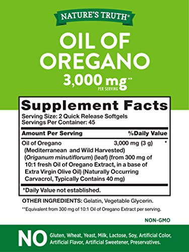 Foto 3 pulgar | Cápsula Blanda de Aceite de Orégano Supplement Nature's Truth 90 Cápsulas - Venta Internacional