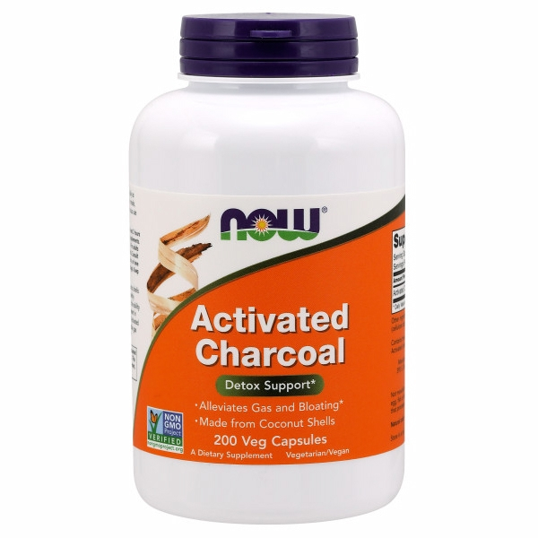 Carbón Activado Supplement Now Foods, 200 Cápsulas Vegetales - Venta Internacional.
