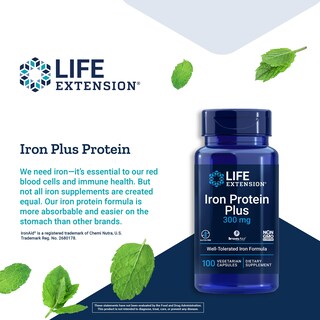 Foto 4 | Suplemento de Hierro Life Extension Iron Protein Plus 100 Cápsulas - Venta Internacional