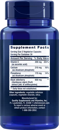 Foto 2 pulgar | Suplemento Life Extension Black Elderberry + Vitamina C - Venta Internacional.