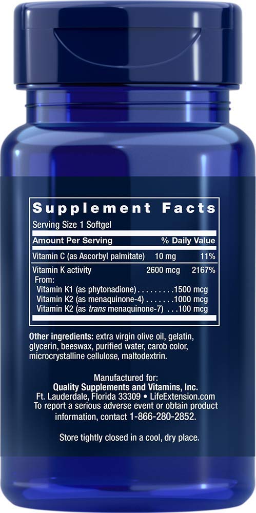 Suplemento Life Extension Super K Con Advanced K2 Complex 90  - Venta Internacional.