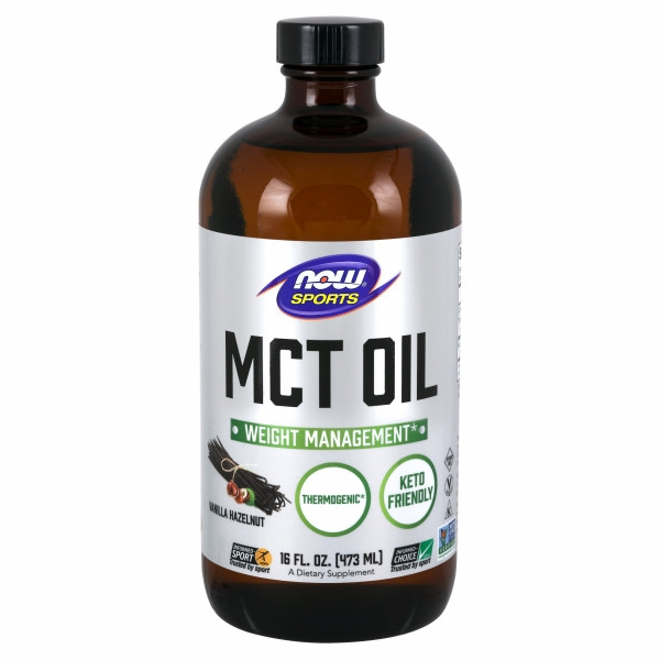 Aceite Mct Supplement Now Foods, Vainilla Y Avellana, 473 Ml - Venta Internacional.