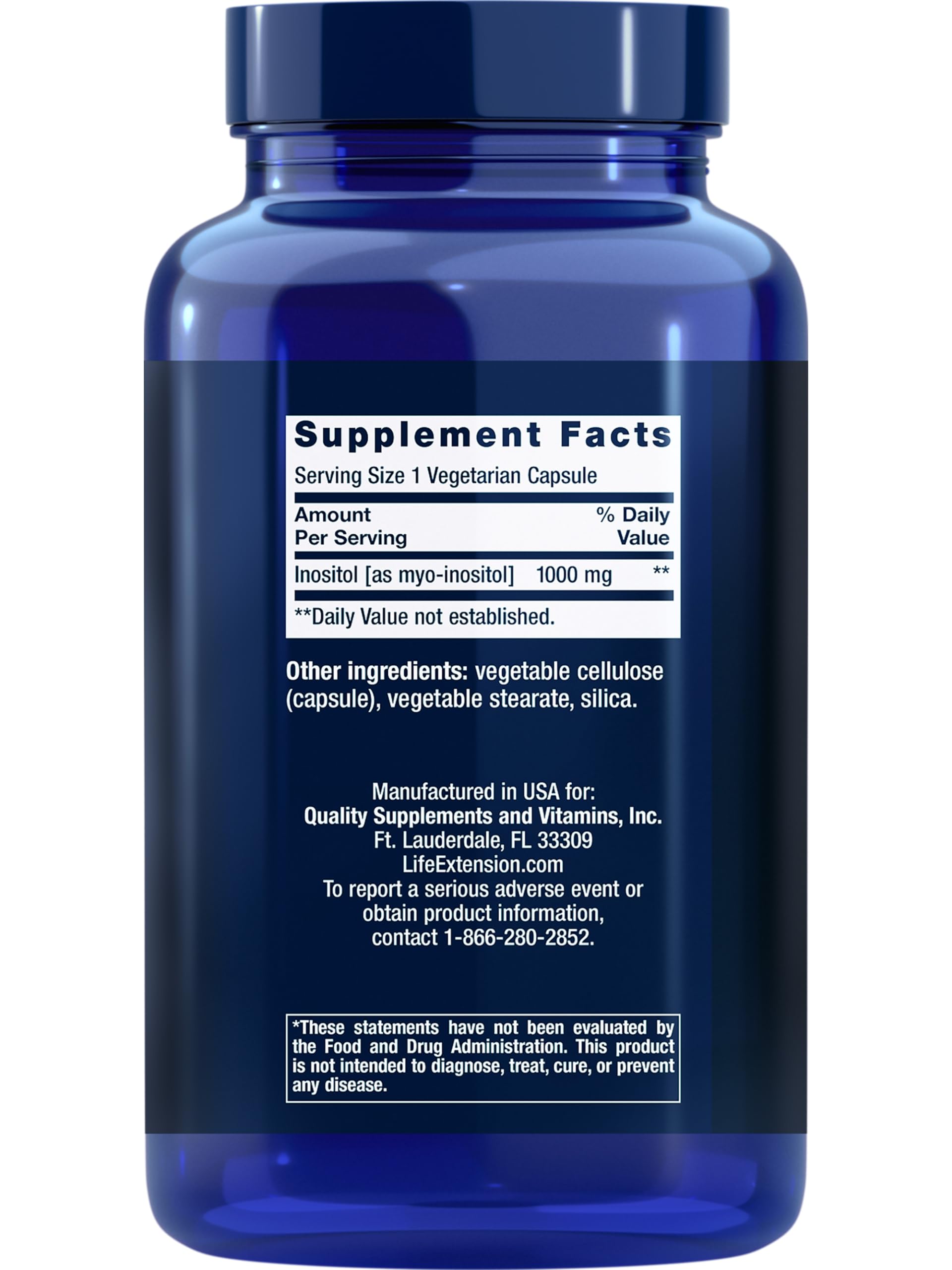 Foto 3 pulgar | Cápsulas De Inositol Supplement Life Extension De 1000 Mg De Mioinositol - Venta Internacional.